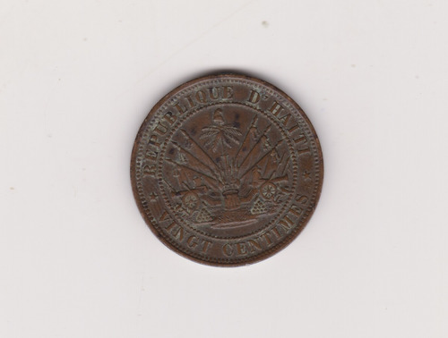 Moneda Haiti 20 Centimes Año 1863 Excelente