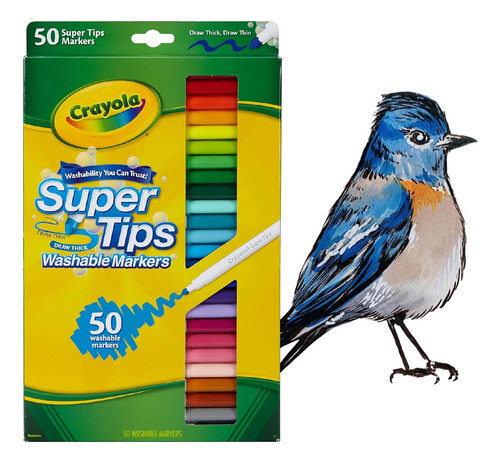 Super Tips 50 Plumones Crayola Marcadores Delgados Lavables 