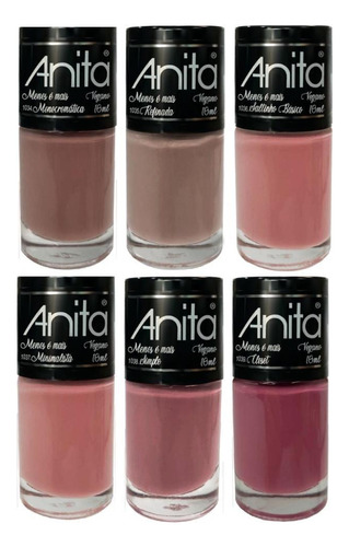 Kit Esmaltes Anita Menos E Mais, Nude, 6 Unid. 10ml