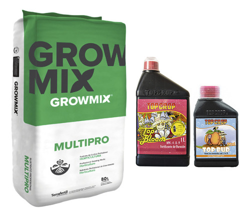 Sustrato Growmix Multipro 80lts Con Top Bloom 1lt Bud 250ml