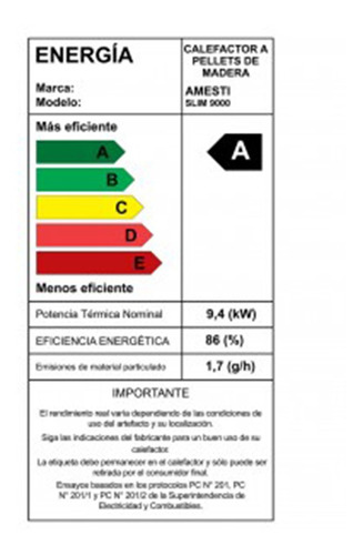 Estufa A Pellet Negro Slim 9000 Amesti
