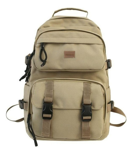 Mochila Urbana Escolar Universitaria 16.5l Daza Liviana Resistente Con Compartimientos Para Cuadernos Y Notebook Unisex - Beige