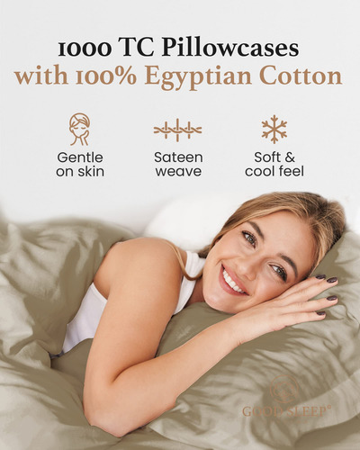Set De 2 Fundas De Almohada King Taupe 1000 Tc En Algodón