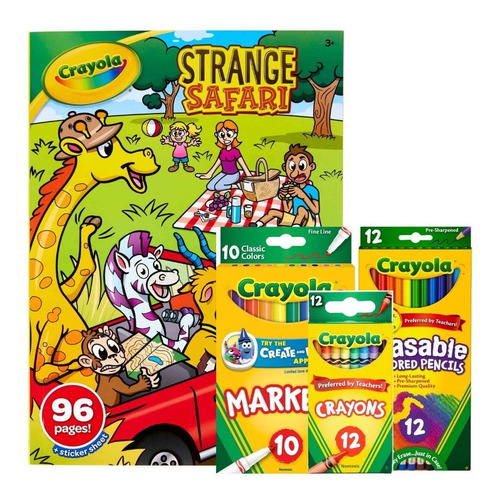 Set 12 Crayolas +12 Lápices Borrables+10 Marcadores+libro