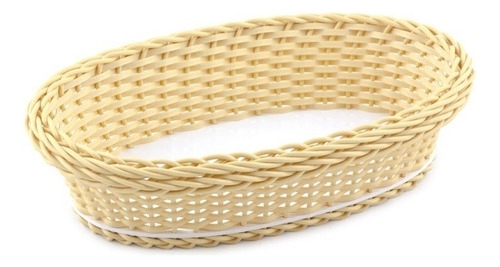 Cesta Oval Lisa Em Vime Sintético P P - 18,5x12 Cor Creme