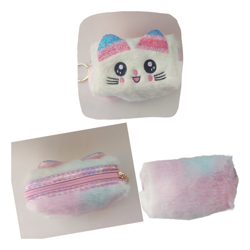 Mini Necessaire Estojo Chaveiro Em Pelúcia Gatinha Snowbell