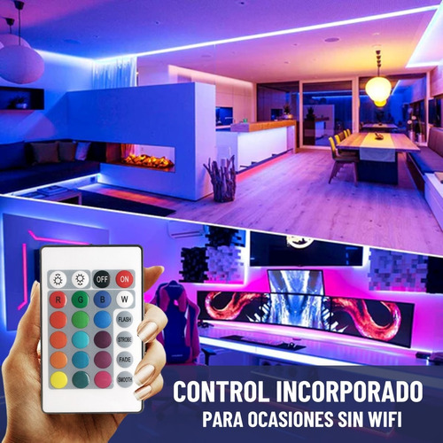 Imagen 7 de 10 de Tira Cinta Luces Led Rgb Wifi 10 Mt Total App Tuya +conector