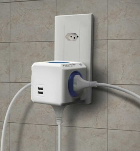 Adaptador Tomadas Power Cube Bivolt 4t 2 Usb Original Elg
