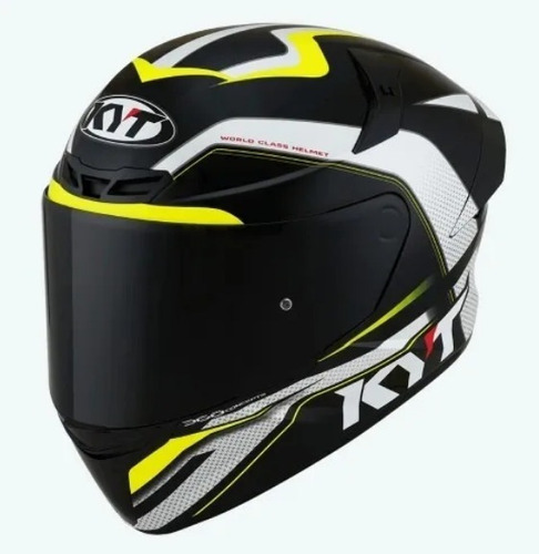 Capacete Kyt Tt-course Grand Prix Cor Preto/Branco/ Amarelo Neon Tamanho do capacete 58 (M)
