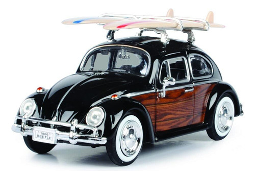 Toy Cars  Vw Beetle Black Con Paneles De Madera Y Dos Tabla.