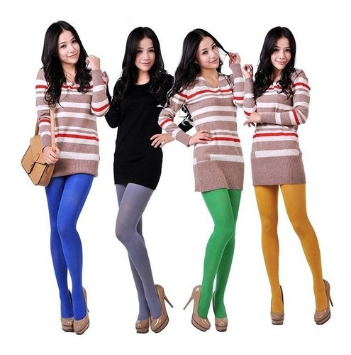 Imagen 3 de 8 de 6 Pantimedias Medias De Colores Opaca Gruesa Con Envio Grat