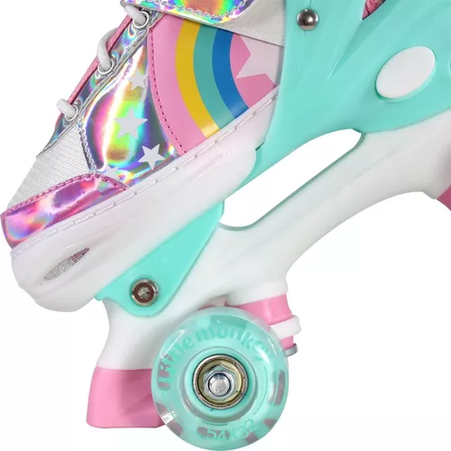 Patines De 4 Ruedas Ajustable Niño Niña Rueda Led 18 A 23 Cm – Little Monkey