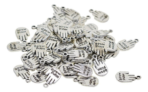 50pcs Forma De Plata Antigua Etiqueta Mano Colgante Para
