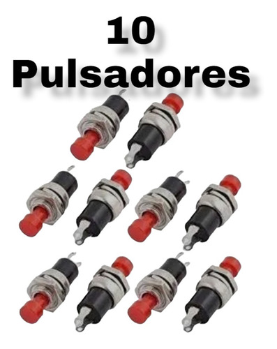 Mini Pulsador Normalmente Abierto Rojo 2 Pines Pack 10 Unid