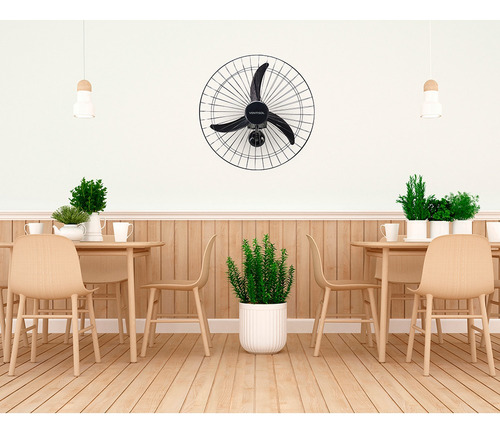 Ventilador de parede Ventisol Comercial preto com 3 pás de plástico, 60 cm de diâmetro 127 V/220 V