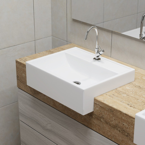 Cuba / Pia De Apoio Semi-encaixe Mo13 Retangular 46cm Branco