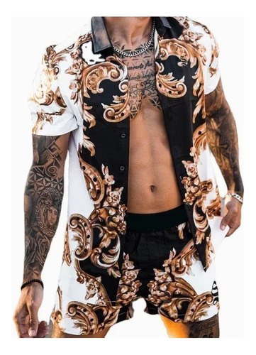 Conjunto De Camisa De Manga Corta Estampado Hawaiano Lazhu