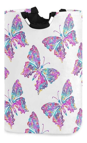 Acuarela Mariposas Cesto De La Ropa Con Las Manijas C