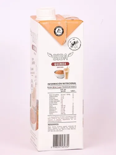 Leche Bebida De Quinoa Vegan S/tacc S/azucar Biba 1 Litro Dw