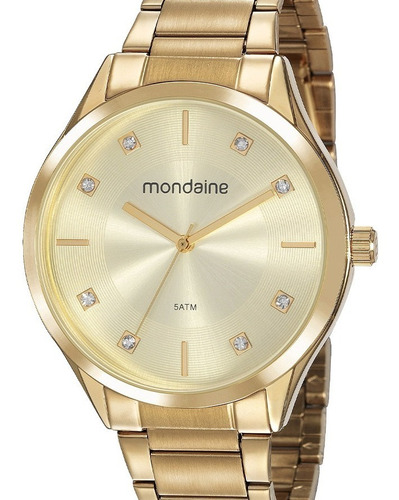 Relógio Mondaine Feminino Dourado Fundo Branco