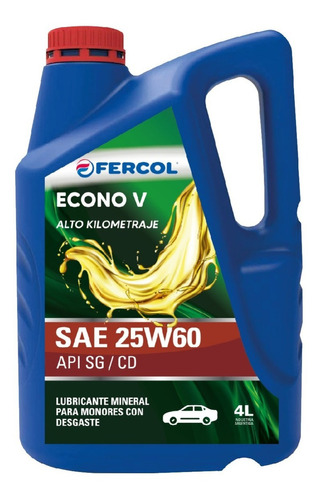 Aceite Fercol Econo V 25w60 Lubricante Alto Kilometraje
