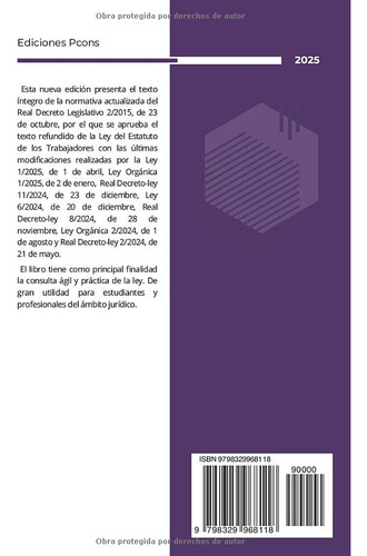 Estatuto De Los Trabajadores: Formato Pequeño (edición En Es