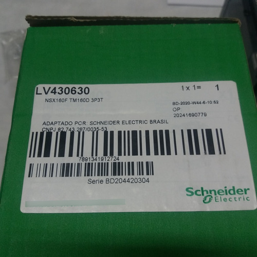 Disjuntor 3 X 160a 380v 36ka Lv430630 - Nsx 160f Tm 160d