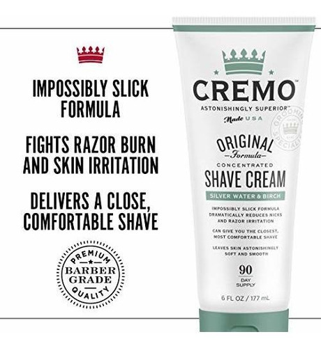 Cremo Original - Crema De Afeitar, Agua De Plata Y Abedul