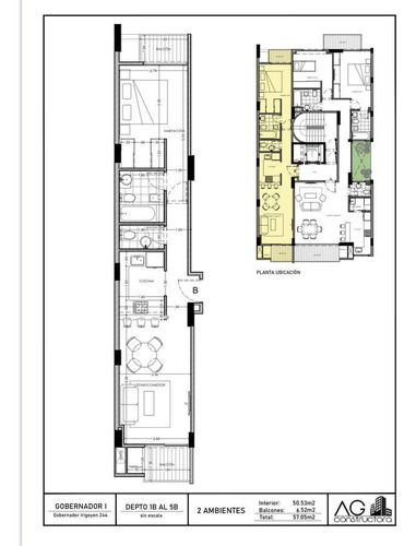 Venta Dos Ambientes, 55m2, Cochera, Lanús.