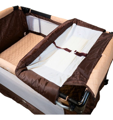 Cuna Corral Para Bebé Starkids Galaxis Portátil Mecedora Color Beige Diseño De La Tela Liso