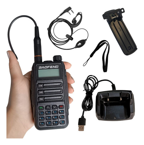 2 Rádio Baofeng Uv-16 Plus Carregamento Via Usb Walk Talk Bandas De Freqüência Vhf/uhf Cor Preto