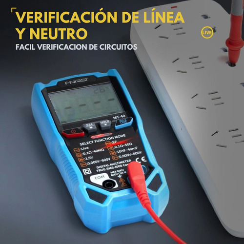 Multimetro Digital Inteligente Fnirsi Mt-40 Ncv Auto Rango