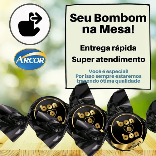 Bombom Bonobon Chocolate Arcor Pacote 750g Amargo 50un | MercadoLivre