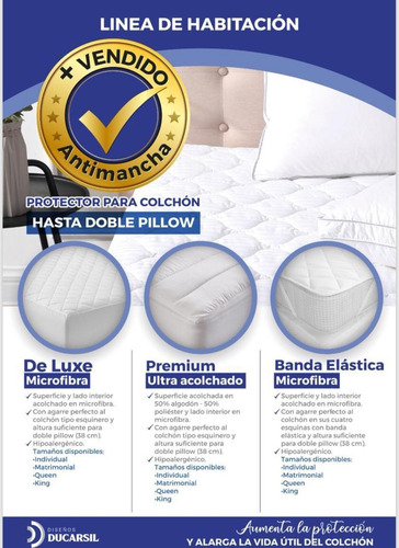 Imagen 2 de 3 de Protector De Colchón Ultra Acolchado Premium Ducarsil King 2