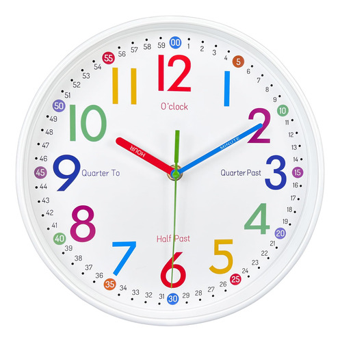 Reloj De Pared Pedagógico Para Niños Decoración Colorida Y S