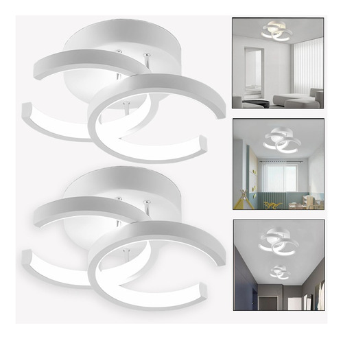 2pc Lámpara De Techo Led Decorativa Moderna Luz Tricromática