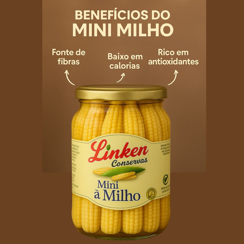 Mini Milho Conserva Vidro Sem Conservantes Sem GlĂșten 590g