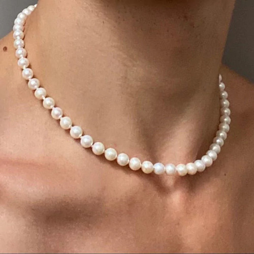 Collar De Perlas Finas De Nácar Blanco Para Mujer Y Hombre 