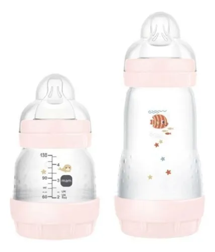Kit 2 Mamadeiras Easy Start Set 130/260ml Rosa Claro - MAM