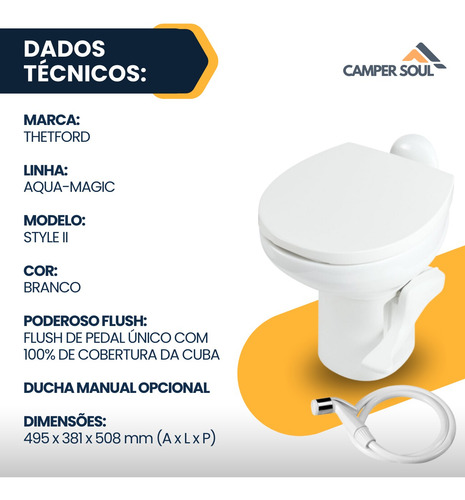 Vaso Sanitario Thetford Style Ii Alto Com Pedal Ceramica