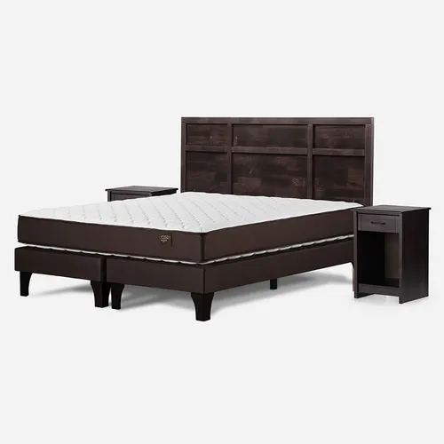 Cama Europea Ergo T New 2 Plazas Con Muebles Robin Chocolate