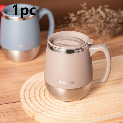 1pc Taza De Café Aislada De Acero Inoxidable Con Tapa -