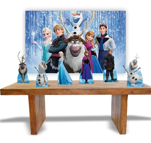 Frozen Elsa Olaf Kit Festa 6 Display + Painel Aniversário