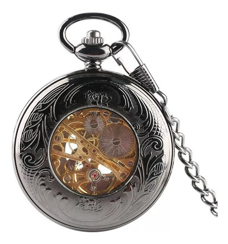 Reloj De Bolsillo Mecanico Corazon Negro