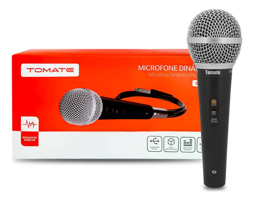 Microfone Profissional De Mão Alta Qualidade 5 Metros De Fio Cor Preto