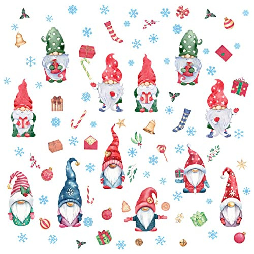 Multicolor Merry Christmas Dwarfs Wall Decals, Adhesivo...