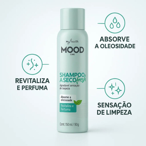Shampoo A Seco Mood 150ml Coconut, Berries Ou Fresh Kit 2 Un
