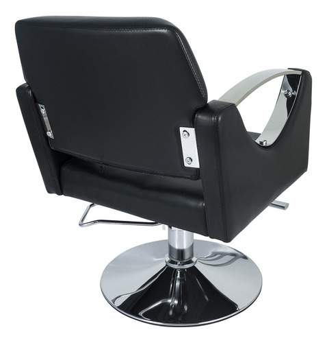 Silla de peluquería hidráulica Pelegrin Pel-04aa, forma de base negra, forma de base redonda, respaldo redondo, tipo fijo