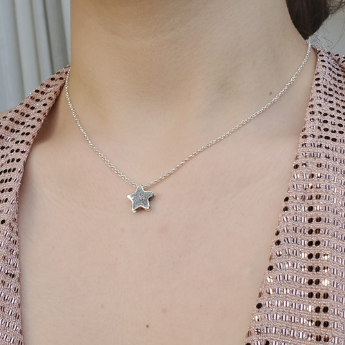 Imagen 3 de 7 de Cadena Plata Rolo Con Dije Plata Estrella 13mm