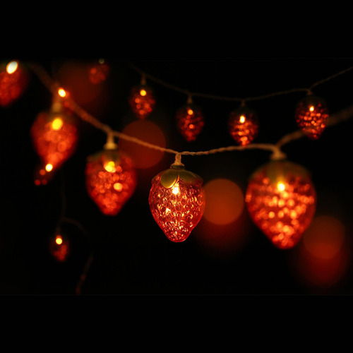 Cadena De Luces Strawberry: 20 Led Para Festivales Y Fiestas